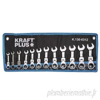 KRAFTPLUS® K.130-0312 Jeu de 12 clés à cliquet extra courtes SW 8-19 mm B07N2WDTJV